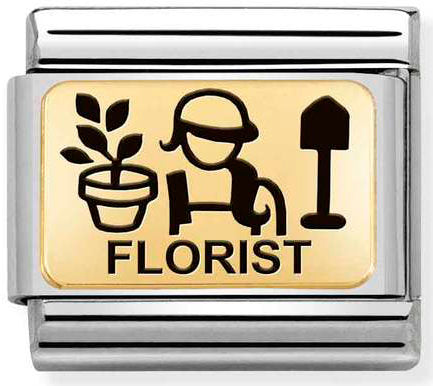 Nomination, Çelik ve 18K altın (12_florist) COMPOSABLE klasik plakalar (IC)