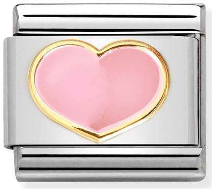 Nomination, Composable Classic Love 2 paslanmaz çelik, emaye ve 18k altın (21_pembe kalp)