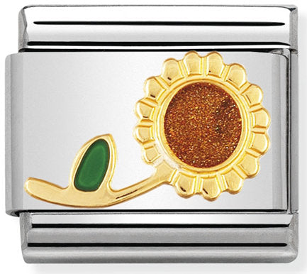 Nomination, Emaye ve 18K altınlı paslanmaz Çelik COMPOSABLE klasik doğa (köklü 26_sunflower)