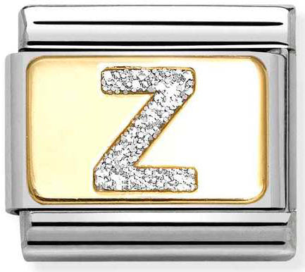 Nomination, Composable Classic GLITTER LETTER steel, enamel and 18k gold (26_Z)