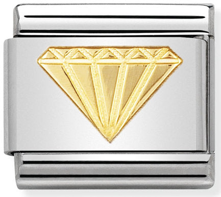 Nomination, 18K Altın ile Paslanmaz Çelik COMPOSABLE Klasik İyi Şanslar (03_Diamond)