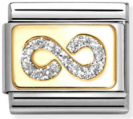 Nomination, Composable Classic GLITTER PLATES in steel, enamel and 18k gold (06-06)
