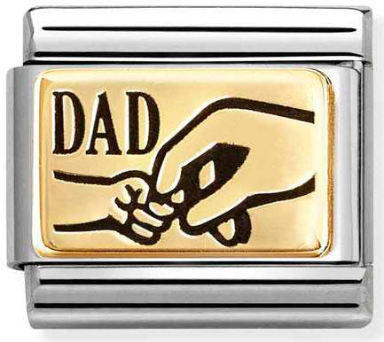 Nomination, Composable Classic PLATES (IC) in steel and 18k gold (37_Dad hand)