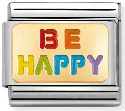 Nomination, COMPOSABLE Klasik Plakalar Çelik, Emaye ve 18K Altın (18_BE Happy Rainbow)