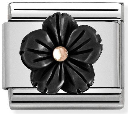 Nomination, Paslanmaz çelik ve 9k ROSE altında COMPOSABLE klasik taş semboller (01_flower onyx)