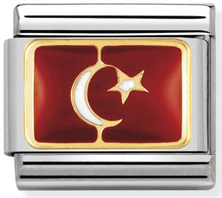 Nomination, Emaye ve 18K altın (20_turkey) ile paslanmaz çelik olarak COMPOSABLE klasik Avrupa bayrağı
