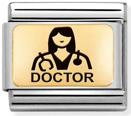 Nomination, Çelik ve 18K altın (15_doctor (o)) COMPOSABLE klasik plakalar (IC)