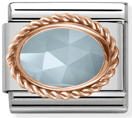 Nomination, Çelik ve 9K ROSE altın (31_milky Acquamarine)