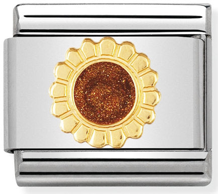 Nomination, Emaye ve 18K altınlı paslanmaz Çelik COMPOSABLE klasik doğa (24_Sunflower)
