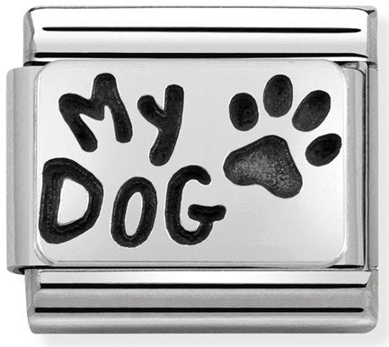 Nomination, COMPOSABLE Klasik Plakalar Oksitlenmiş Çelik ve 925 Ayar Gümüş (35_my Dog)