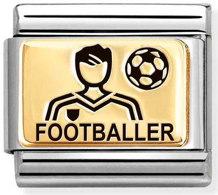 Nomination, Composable Classic PLATES (IC) in steel and 18k gold (47_Man footballer)