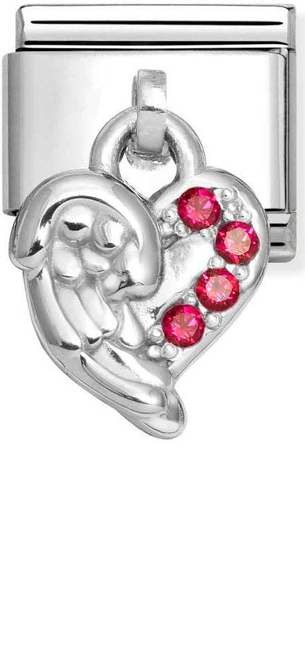 Nomination, Composable Classic CHARMS stainless steel and 925 sterling silver (34_Heart wings RED)