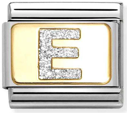 Nomination, Composable Classic GLITTER LETTER steel, enamel and 18k gold (05_E)