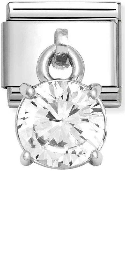 Nomination, Composable Classic CHARMS CUBIC ZIRCONIA steel, 925 sterling silver (09_White round)