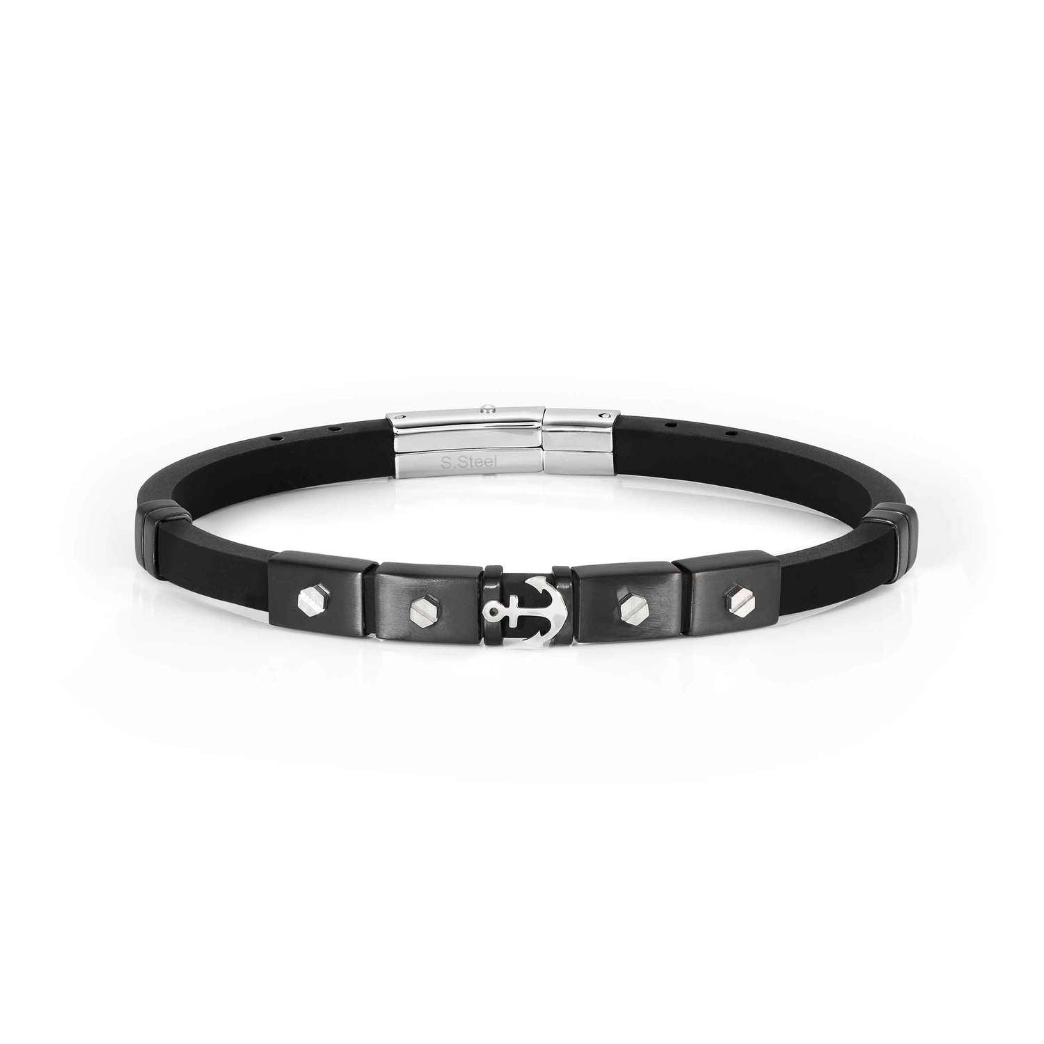 Nomination, CITY bracelet in steel and rubber fin, BLACK (HEX SCREWS) (002_Anchor)