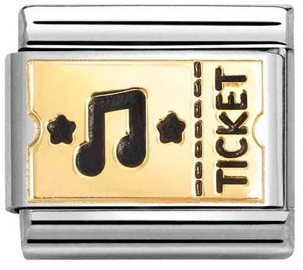 Nomination, Composable Classic PLATES steel , enamel and 18k gold (61_Concert ticket)