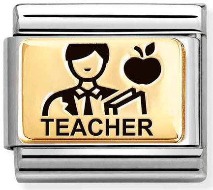 Nomination, Composable Classic PLATES (IC) in steel and 18k gold (51_Man teacher)