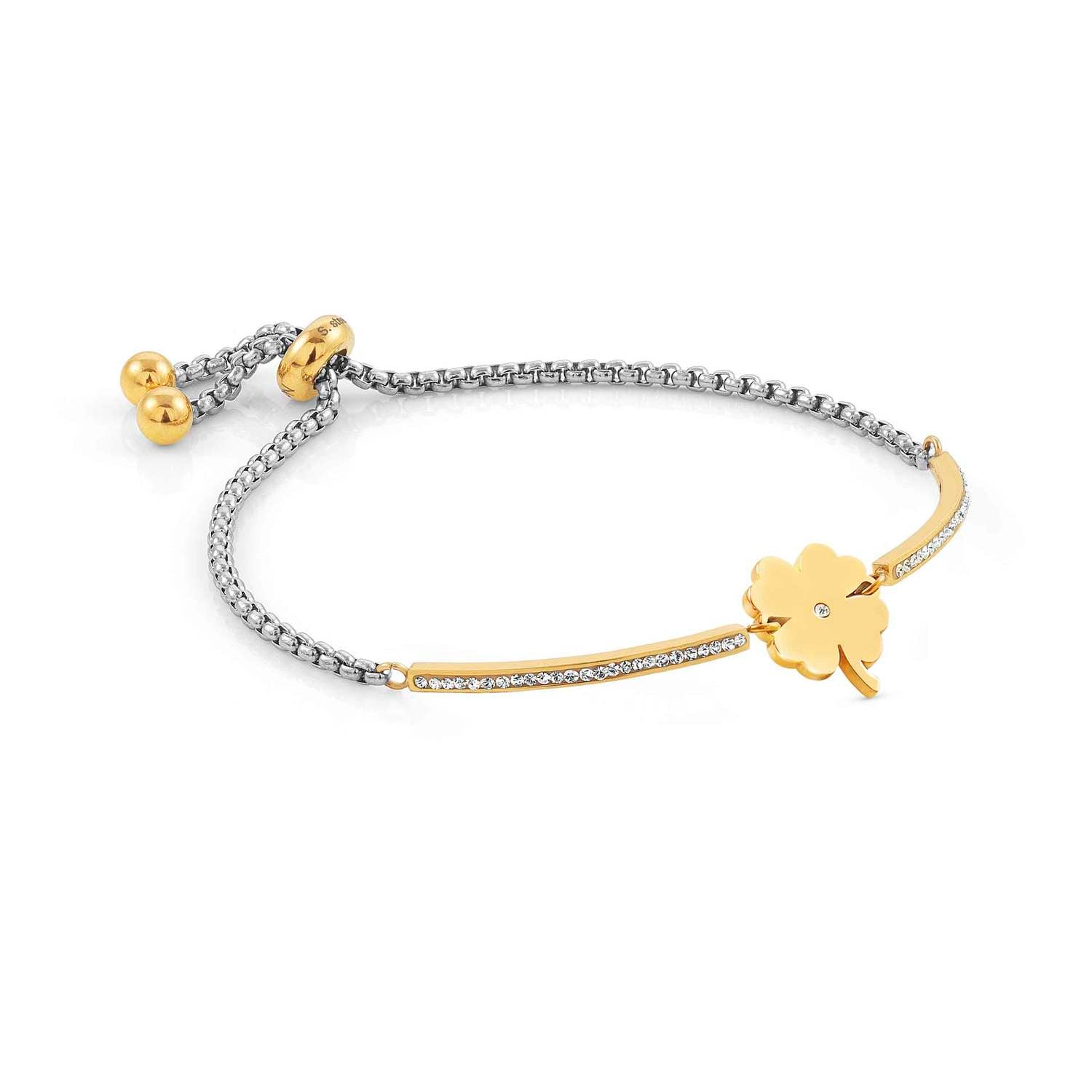 Nomination,MILLELUCI çelik bileklik ve cubic zirconia (GOLD RICH) (006_four-leaf clover)