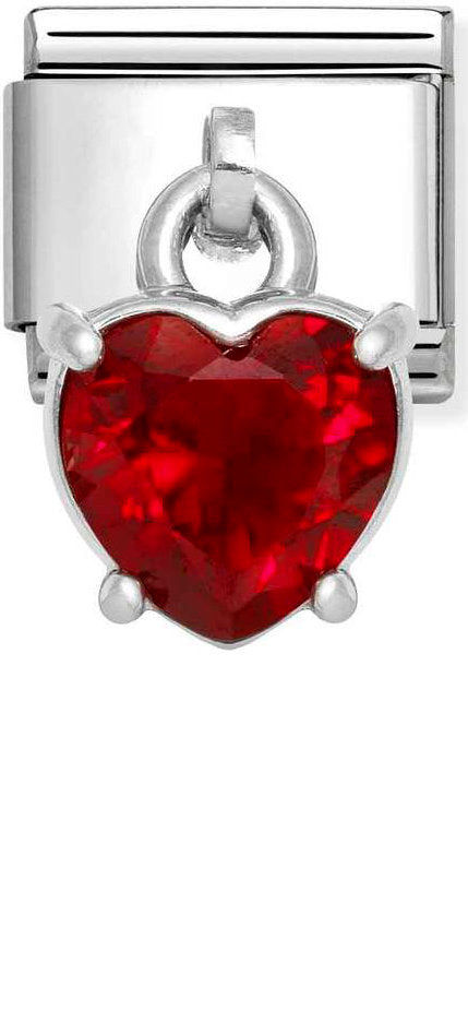 Nomination, Composable Classic CHARMS CUBIC ZIRCONIA steel, 925 sterling silver (13_Red heart)