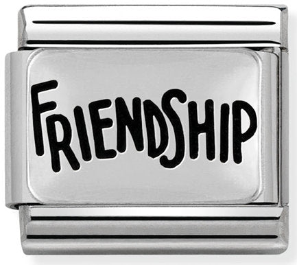 Nomination, COMPOSABLE Klasik Plakalar Oksitlenmiş Çelik ve 925 Ayar Gümüş (40_ Friendship)
