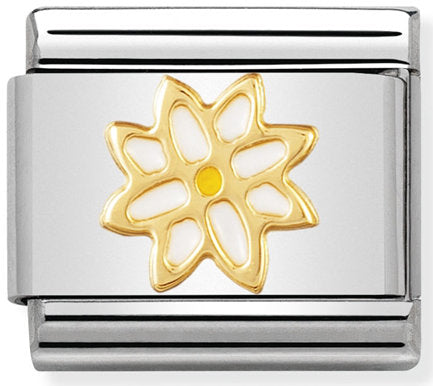 Nomination, Emaye ve 18K altınlı paslanmaz Çelik COMPOSABLE klasik doğa (09_edelweiss)