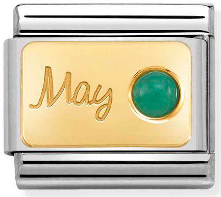 Nomination, Çelik, Taşlar ve 18K altın (05_May Emerald)