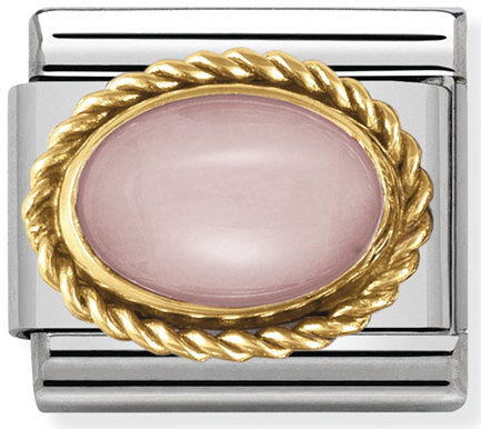 Nomination, Composable Classic HARD STONES in stainless steel with 18k gold setting and detail (22_PINK OPAL)