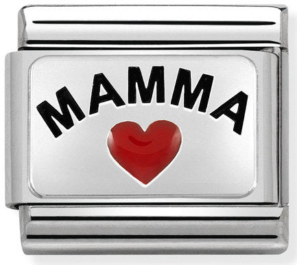 Nomination, Çelik, emaye ve 925 Ayar gümüş (kalpli 34_mamma) içinde COMPOSABLE CL oksitlenmiş plakalar