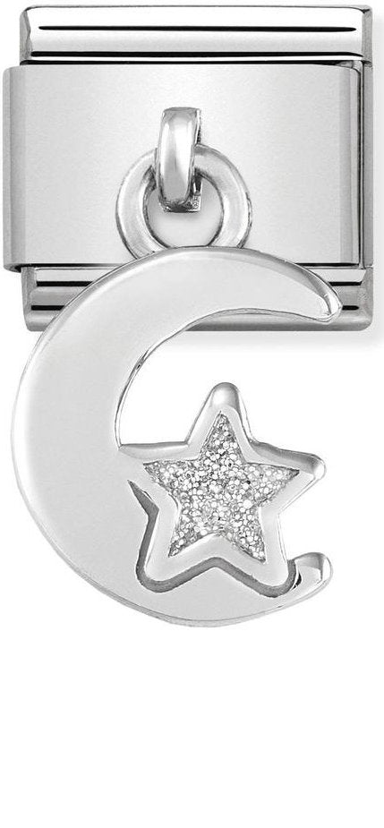 Nomination, Composable Classic Charms Çelik, 925 Ayar Gümüş ve Emaye (05_Moon ve Star)