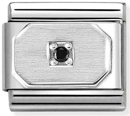 Nomination, Composable CL  symbols stainless steel , 925 sterling silver, and Cubic zirconia (18_Blunted rectangle BLACK)
