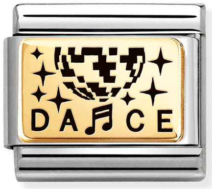 Nomination, Composable Classic PLATES (IC) in steel and 18k gold (43_Strobe ball)