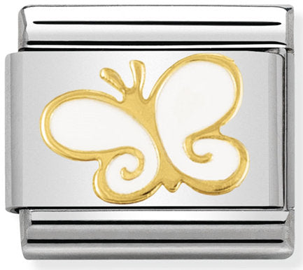 Nomination, Emaye ve 18K altın (03_butterfly) ile paslanmaz Çelik COMPOSABLE klasik natura