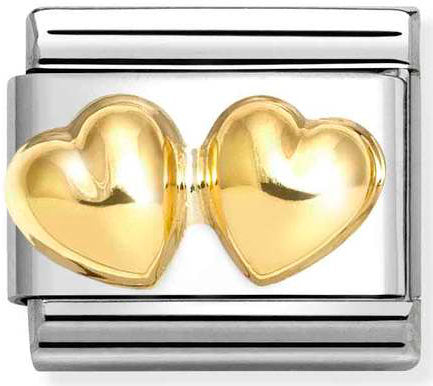 Nomination, COMPOSABLE Classic LOVE in stainless steel with 18k gold (23_Double rounded hearts)