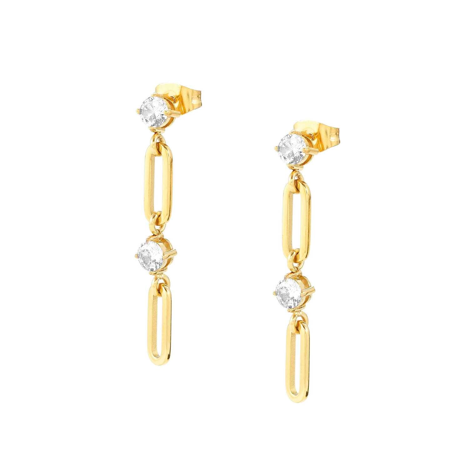 Nomination, CHAINSOFSTYLE earrings in steel and PENDANT cz (012_Yellow Gold)