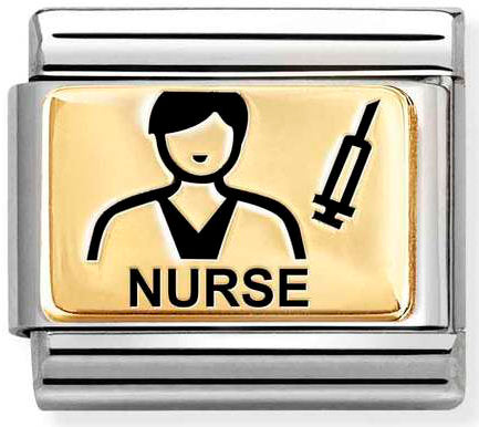 Nomination, Composable Classic PLATES (IC) in steel and 18k gold (49_Man nurse)