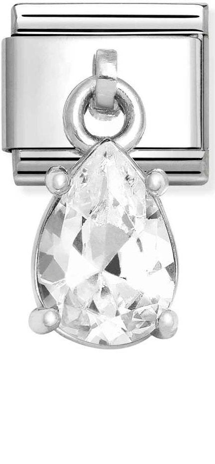 Nomination, Composable Classic CHARMS CUBIC ZIRCONIA steel, 925 sterling silver (10_White drop)