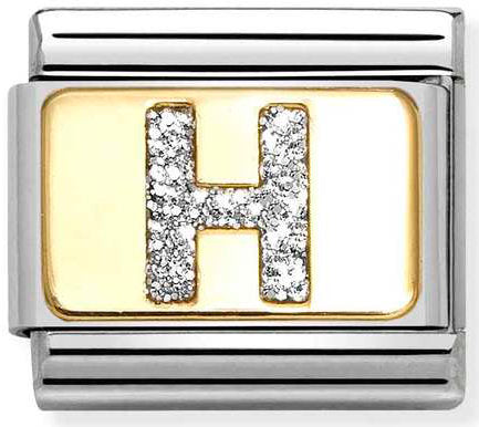 Nomination, Composable Classic GLITTER LETTER steel, enamel and 18k gold (08_H)