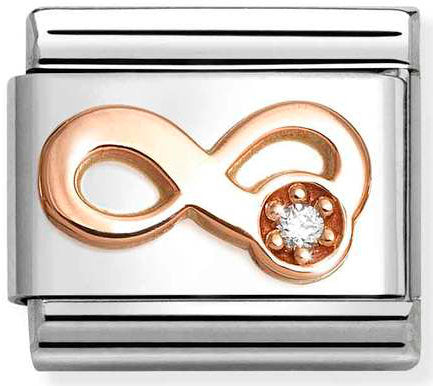 Nomination, Composable Classic Symbols in stainless steel with 9k rose gold and CZ (46_Infinity WHITE)