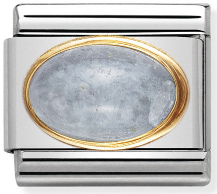 Nomination, 18K altınlı paslanmaz Çelik COMPOSABLE klasik oval taş (01_aquamarine)