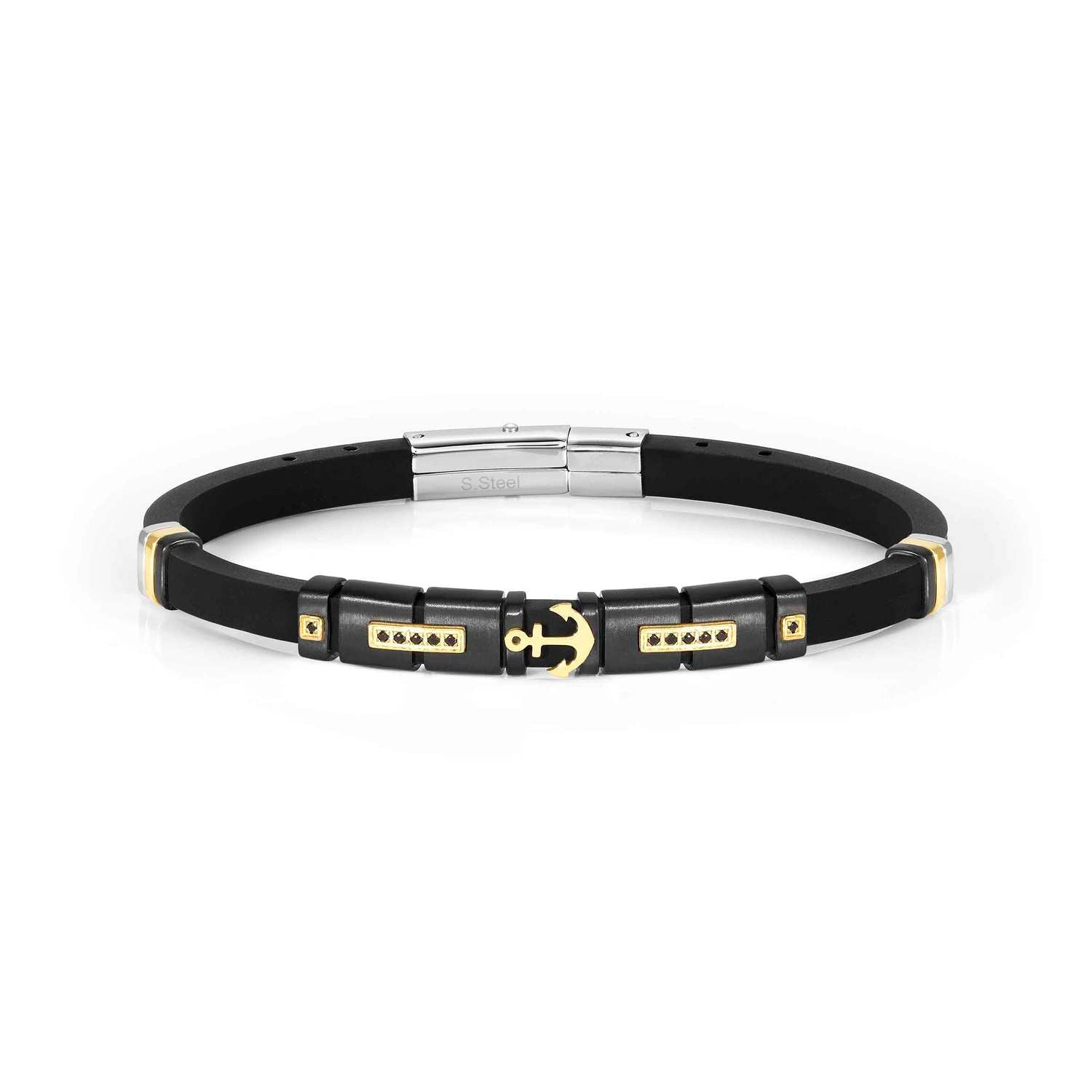 Nomination, CITY bracelet in steel, cz and rubber fin, YELLOW GOLD (002_Anchor)