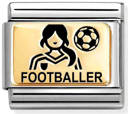 Nomination, Composable Classic PLATES (IC) in steel and 18k gold (48_Woman footballer)