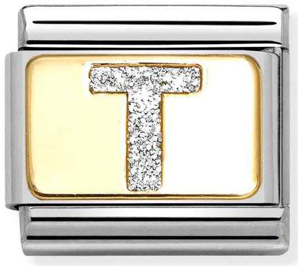Nomination, Composable Classic GLITTER LETTER steel, enamel and 18k gold (20_T)
