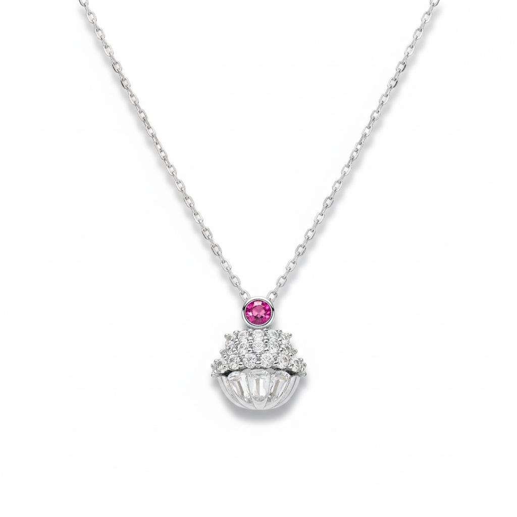 Gümüş Cupcake Kolye