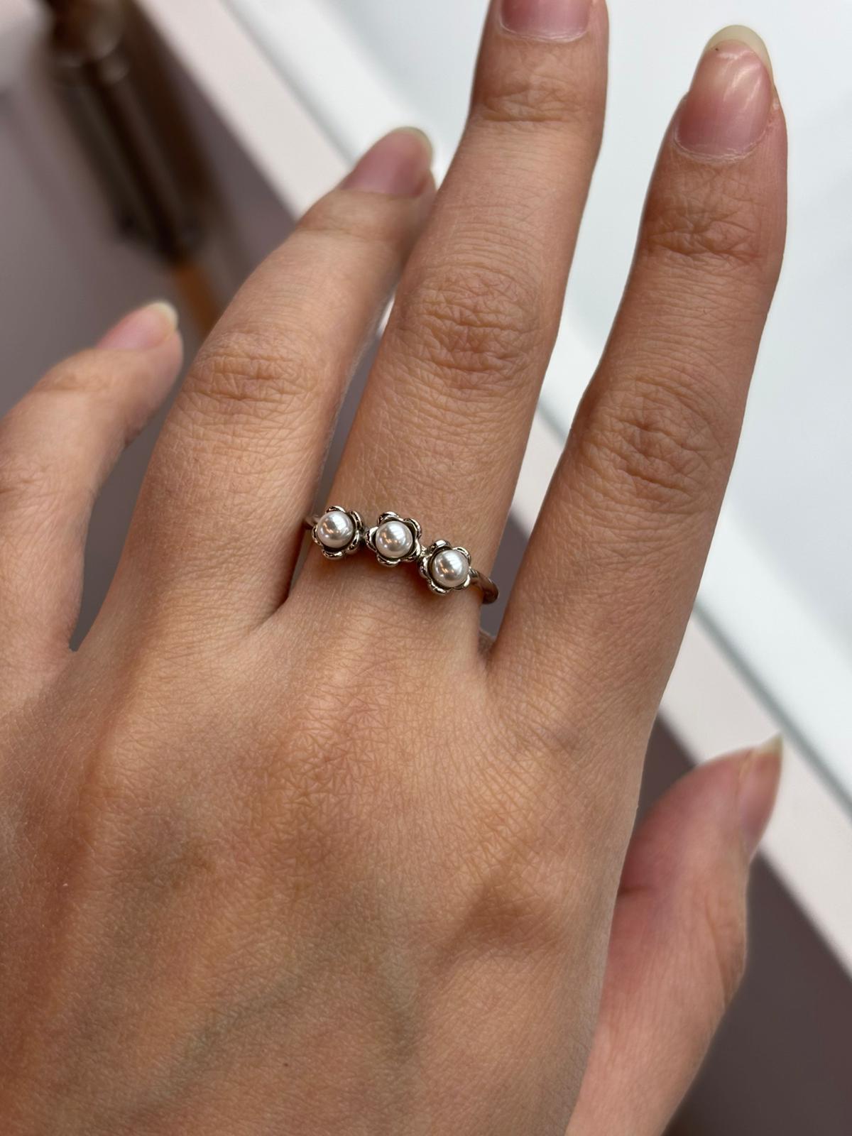 Gümüş Üç İncili Yüzük