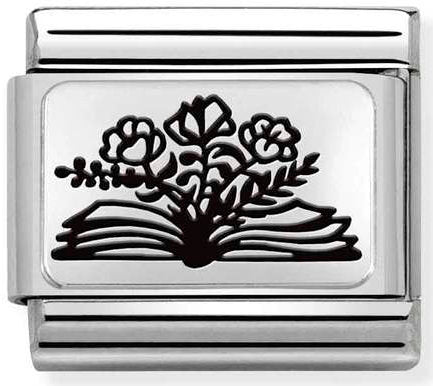 Nomination, COMPOSABLE Klasik Plakalar (IC) Çelik ve 925 Ayar Gümüş (27_Book Flowers)
