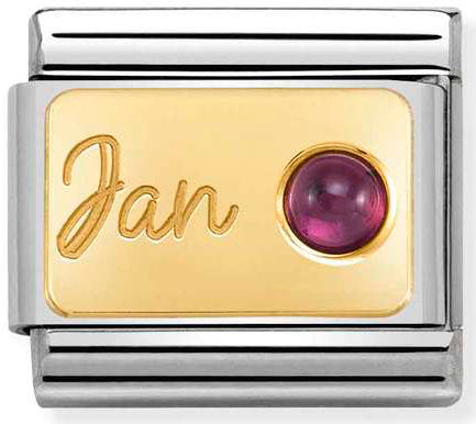 Nomination, Çelik, Taşlar ve 18K Altın'da COMPOSABLE Klasik Ay Taşı (01_JANAN GARNET)