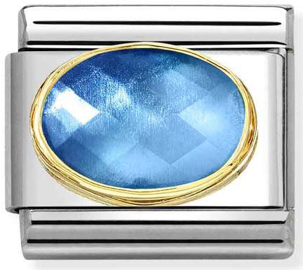 Nomination, Comp, Classic FACETED STONES in steel and 750 gold (038_LIGHT BLUE BLUE)