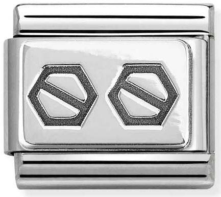 Nomination, Composable Classic PLATES OXIDIZED steel and 925 sterling silver (62_2 hex screws)