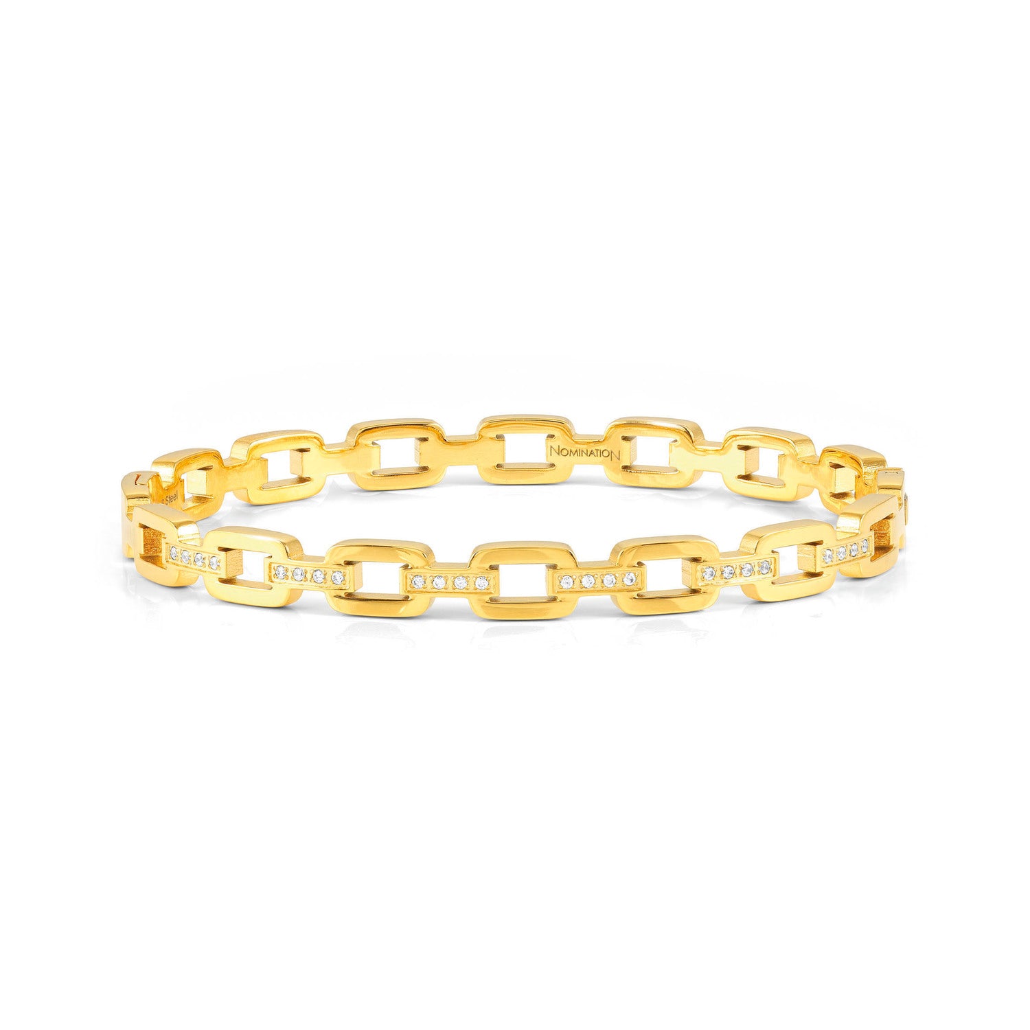 Nomination,PRETTY BANGLES çelik bileklik ve cz CHAIN (SMALL SIZE) (012_Yellow Gold)