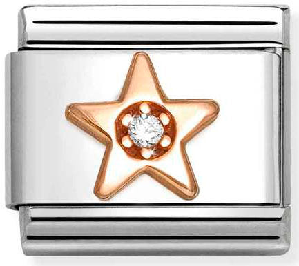 Nomination, Composable Classic Symbols in stainless steel with 9k rose gold and CZ (37_WHITE star)